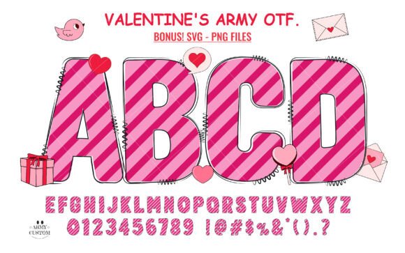 Valentine's Army Stripe: A Doodle Font for Heartfelt Designs